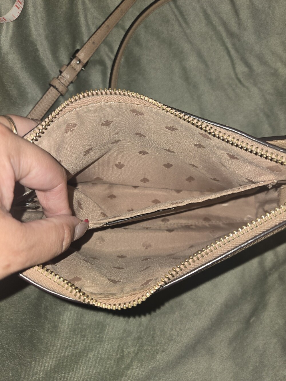 kate spade pebbled leather crossbody in taupe beige - Picture 6 of 8